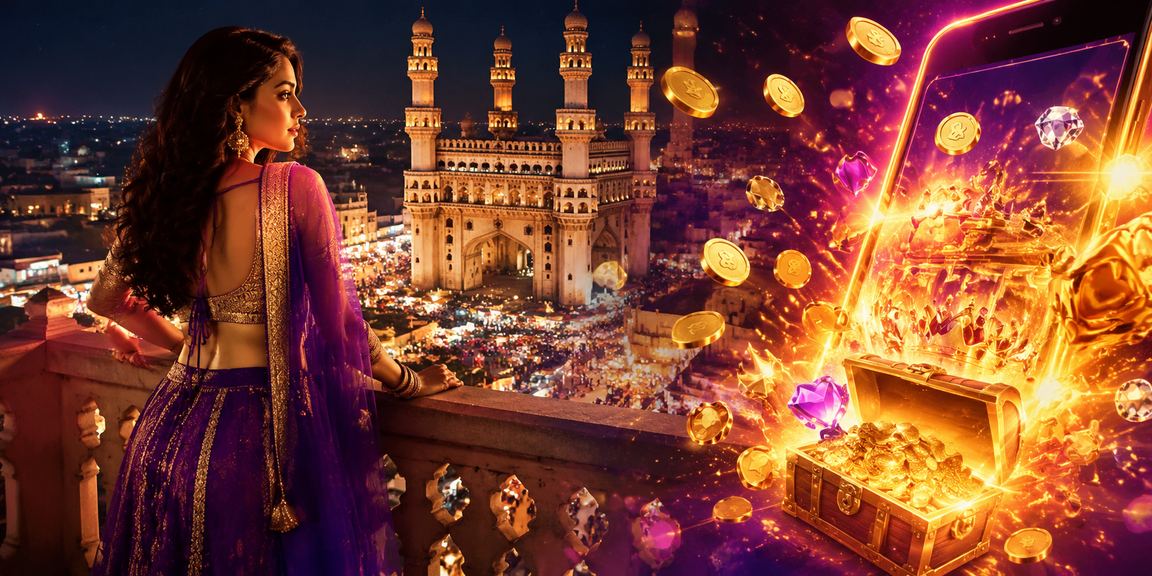 Night market with slot game theme in Hyderabad, vibrant VIP player scene
